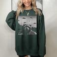 Alien UFO Raccoon Women's Oversized Sweatshirt - Sci-Fi Fun Touch Forest