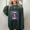Cute But Feral Girl Summer Raccoon Funny Women Women's Oversized Sweatshirt Forest