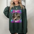 Even Baddies Get Saddies Raccoon Meme Women's Oversized Sweatshirt Forest