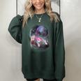 Ferrets Howling Moon Women's Oversized Sweatshirt - Cozy & Unique Forest