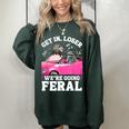 Get In Loser Women's Oversized Sweatshirt - Feral Raccoon Fun Forest