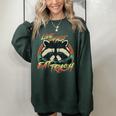 Live Fast Eat Trash Retro Trash Panda Raccoon Women's Oversized Sweatshirt Forest