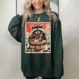 Raccoon Anime Oversized Sweatshirt – Cozy Japanese Noodle Design for Women Forest