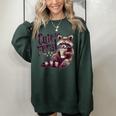 Raccoon Coffeelover Oversized Vintage Women's Sweatshirt Forest