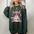 Raccoon Cookie Lover Women's Oversized Sweatshirt - Small Forest