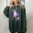 Raccoon Howling Moon Women's Oversized Sweatshirt | Cozy Nightwear Forest