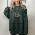 Raccoon Sunset Oversized Sweatshirt - Retro 90s Style for Women Forest