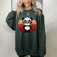 Retro Panda In Sunglasses BBQ Pool Party Panda Women's Oversized Sweatshirt Forest