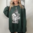Retro Raccoon Rock Music Men Kids Women Raccoon Women's Oversized Sweatshirt Forest