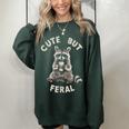 Sarcastic Raccoon Women's Oversized Sweatshirt - Cute But Feral Forest