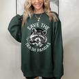 Save The Trash Pandas Raccoon Animal Lover Women's Oversized Sweatshirt Forest