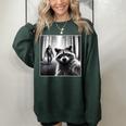 Scared Raccoon Selfie Women's Oversized Sweatshirt - Fun Bigfoot Theme Forest