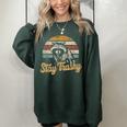 Stay Trashy Opossum Raccoon Internet Memes Meme Women's Oversized Sweatshirt Forest