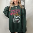 Strawberry Jams But My Don't Raccoon Women's Oversized Sweatshirt Forest