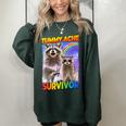 Tummy Ache Raccoon Women's Oversized Sweatshirt - Playful Comfort Forest
