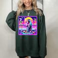 Vaporwave Raccoon Retrowave Synthwave Raccoon Meme Women's Oversized Sweatshirt Forest