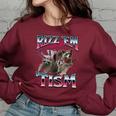 Autism Meme Racoon Women's Oversized Sweatshirt - Fun & Bold Maroon