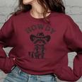 Cowboy Raccoon Women's Oversized Sweatshirt - Western Animal Vibe Maroon