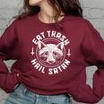 Gothic Raccoon Women's Sweatshirt - Oversized Style, Halloween Flare Maroon