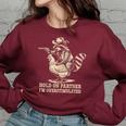 Humorous Cowboy Raccoon Sweatshirt - Vintage Western, Women, Small Maroon