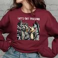 Let's Get Trashed Oversized Sweatshirt - Raccoon & Opossum Fun for Women Maroon