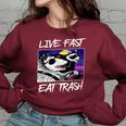 Live Fast Eat Trash Oversized Sweatshirt - Fun Animal Lovers Maroon