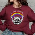 Raccoon Be Gay Do Crime Women's LGBTQ Pride Oversized Sweatshirt Maroon