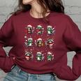 Raccoon Christmas Pajama Sweatshirt - Women's Oversized Cozy Decor Maroon