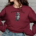 Raccoon Cowboy Women's Oversized Sweatshirt - Quirky Fun Style Maroon