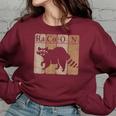 Raccoon Element Chemistry Lover Sweatshirt - Women's Oversized Fit Maroon