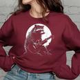 Raccoon Guitarist Women's Oversized Sweatshirt | Fun Meme Design Maroon