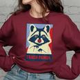 Raccoon Lover Women's Oversized Sweatshirt – Animal-Inspired Style Maroon