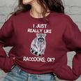 Raccoon Lover Women's Oversized Sweatshirt | Fun & Cozy Design Maroon