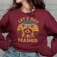 Raccoon Lovers Oversized Women's Sweatshirt - Fun Animal Theme Maroon