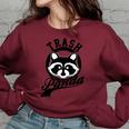 Raccoon Meme Women's Oversized Sweatshirt - Cute Trash Panda Design Maroon