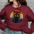 Raccoon Oversized Sweatshirt for Women - Cozy Wildlife Fashion Maroon
