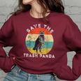 Raccoon Save The Trash Panda Retro Sunset Women's Sweatshirt Maroon