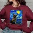 Raccoon Starry Night Women's Sweatshirt - Art-Inspired Cozy Wear Maroon