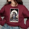 Raccoon Tarot Lovers Oversized Sweatshirt for Women | Cozy Fit Maroon