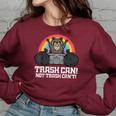 Raccoon Trash Can Sweatshirt | Oversized Women's Streetwear Maroon