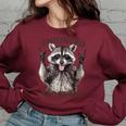 Raccoon Unhinged And Feral Retro Raccoon Feral Summer Women's Oversized Sweatshirt Maroon