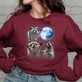 Raccoons Howling At The Moon Shirt Raccoon Women's Oversized Sweatshirt Maroon