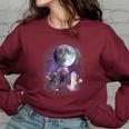 Rats Howling At Moon Women's Oversized Sweatshirt | Cozy Nightwear Maroon