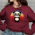 Retro Panda In Sunglasses BBQ Pool Party Panda Women's Oversized Sweatshirt Maroon