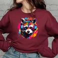 Retro Raccoon Sweatshirt - Colorful Headphones Design for Adults & Kids Maroon