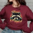 Retro Trash Panda Raccoon Oversized Women's Sweatshirt | Live Fast Theme Maroon
