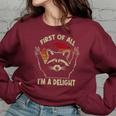 Sarcastic Raccoon Lover's Oversized Sweatshirt for Women - Fun & Quirky Maroon