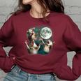 Three Possum Moon 3 Opossum Weird Cursed Meme Women's Oversized Sweatshirt Maroon