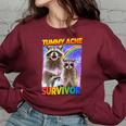 Tummy Ache Raccoon Women's Oversized Sweatshirt - Playful Comfort Maroon