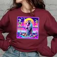 Vaporwave Raccoon Retrowave Synthwave Raccoon Meme Women's Oversized Sweatshirt Maroon